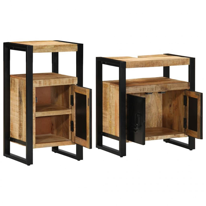 Zestaw mebli łazienkowych 2 pcs Twarde Szorstkie Drewno Mango