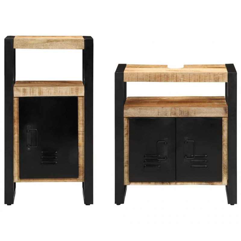 Zestaw mebli łazienkowych 2 pcs Twarde Szorstkie Drewno Mango