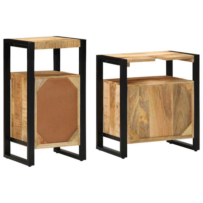 Zestaw mebli łazienkowych 2 pcs Twarde Szorstkie Drewno Mango