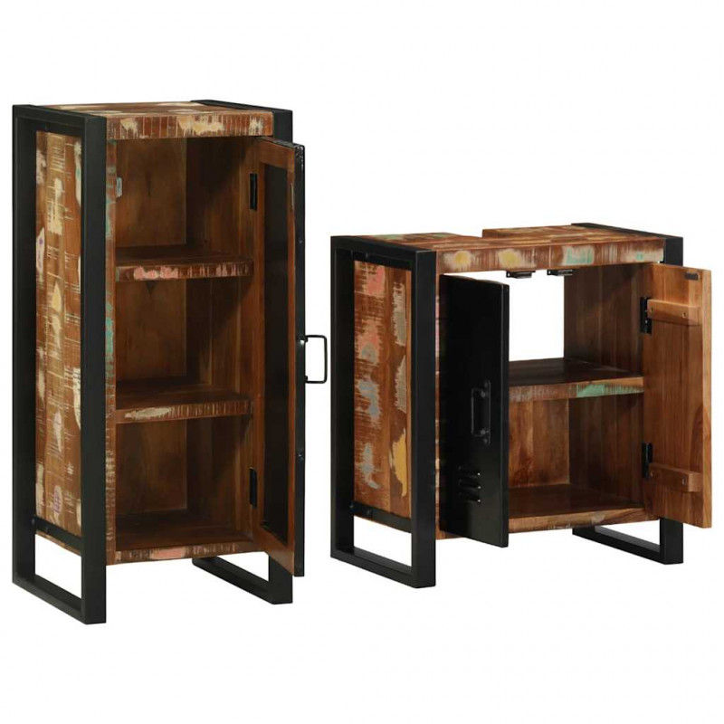 Zestaw mebli łazienkowych 2 pcs Lite Drewno Recyklingowe