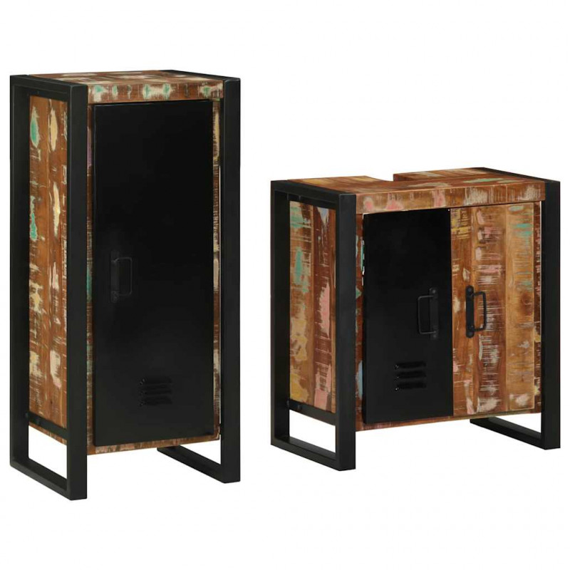 Zestaw mebli łazienkowych 2 pcs Lite Drewno Recyklingowe