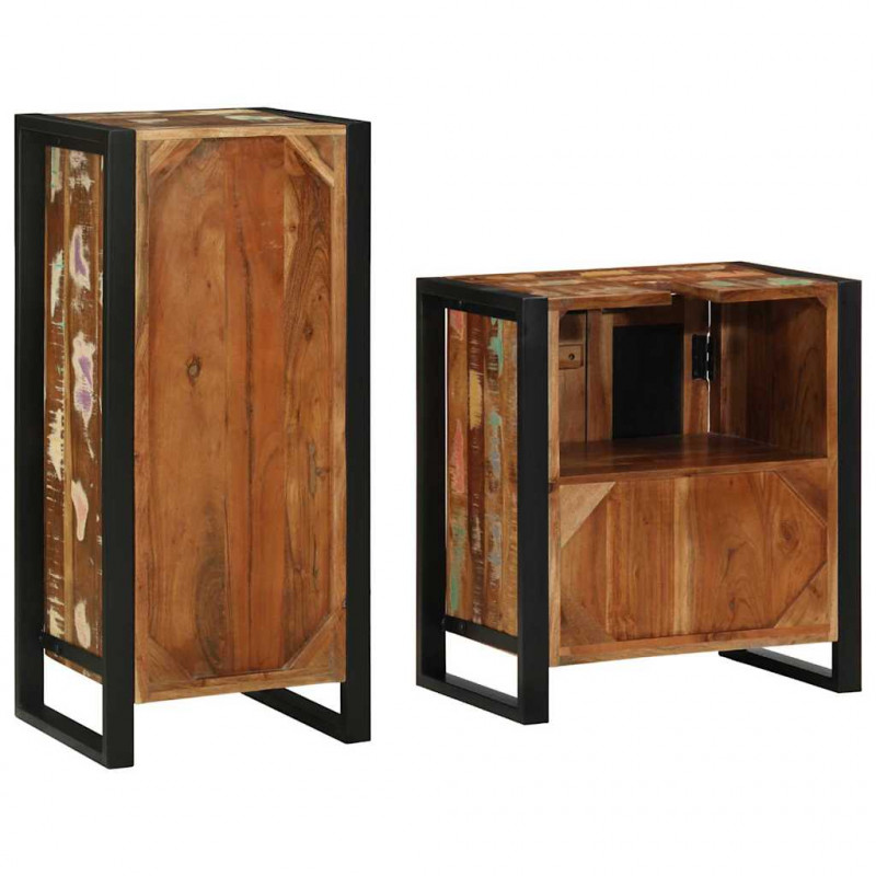 Zestaw mebli łazienkowych 2 pcs Lite Drewno Recyklingowe