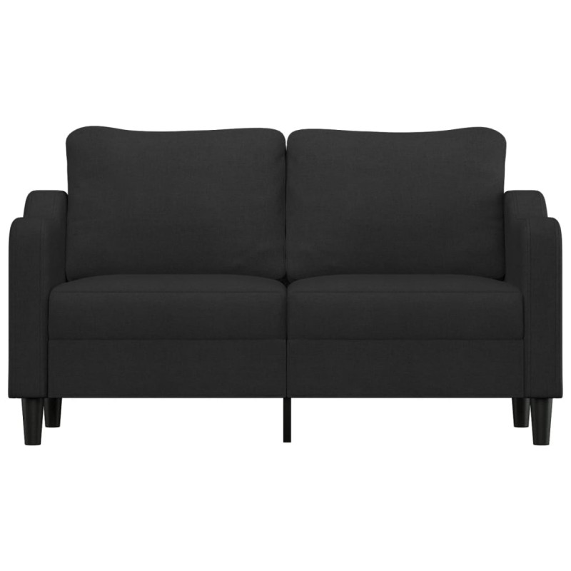 Sofa 2-osobowa, czarna, 140 cm, tapicerowana tkaniną