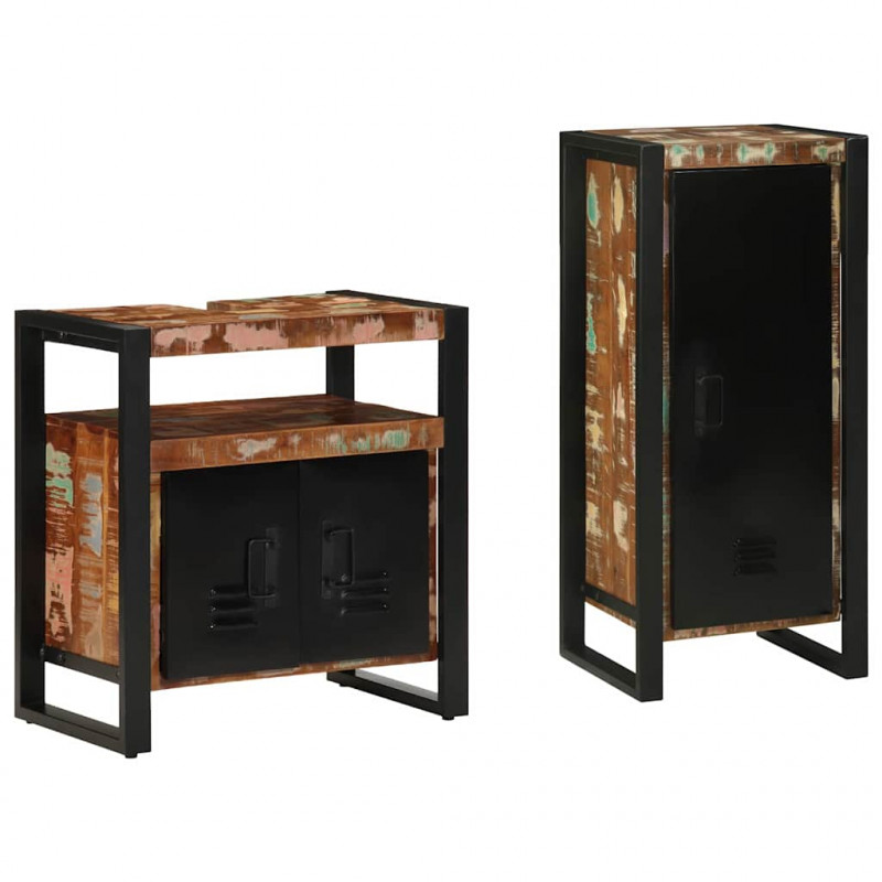 Zestaw mebli łazienkowych 2 pcs Lite Drewno Recyklingowe