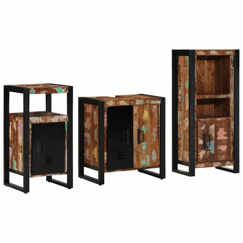 Zestaw mebli łazienkowych 3 pcs Lite Drewno Recyklingowe