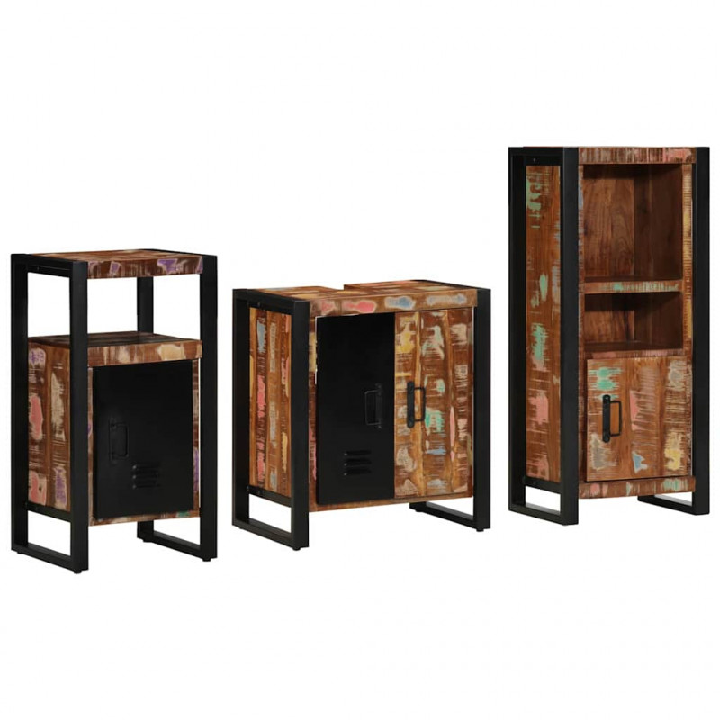 Zestaw mebli łazienkowych 3 pcs Lite Drewno Recyklingowe