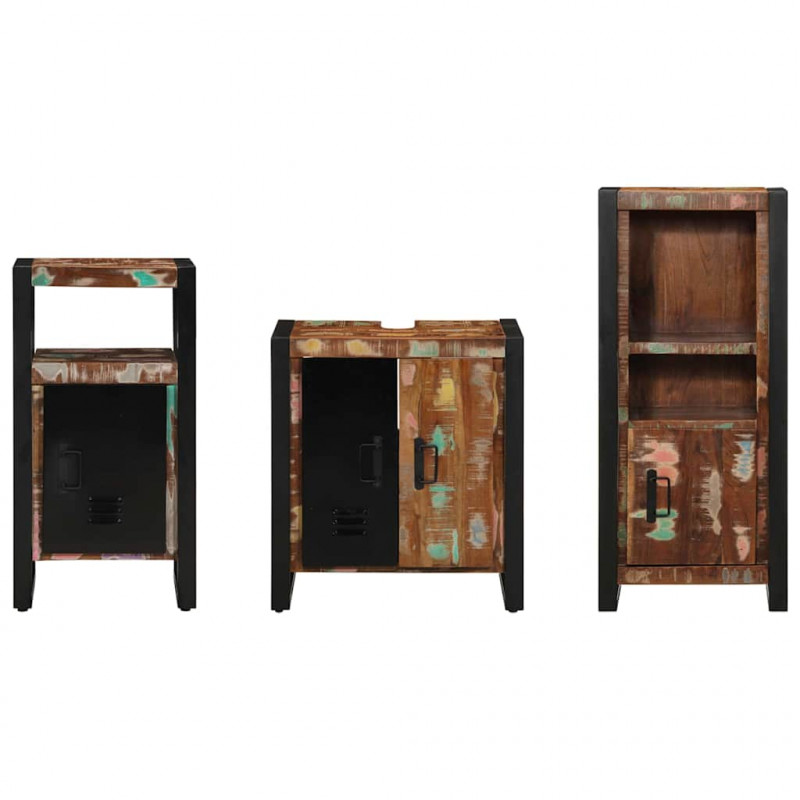 Zestaw mebli łazienkowych 3 pcs Lite Drewno Recyklingowe