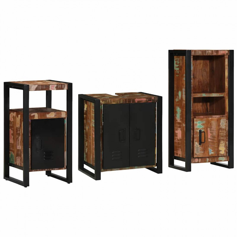 Zestaw mebli łazienkowych 3 pcs Lite Drewno Recyklingowe