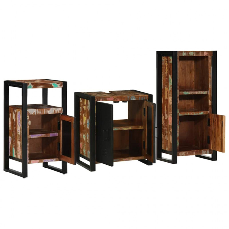 Zestaw mebli łazienkowych 3 pcs Lite Drewno Recyklingowe