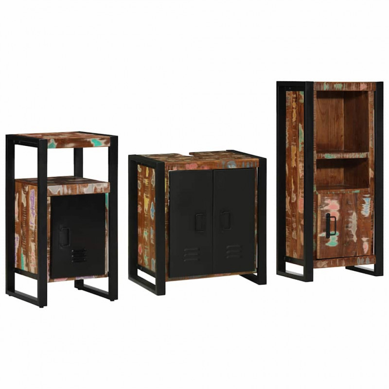 Zestaw mebli łazienkowych 3 pcs Lite Drewno Recyklingowe