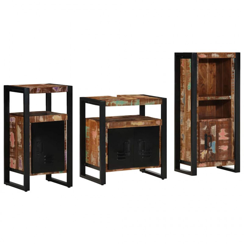 Zestaw mebli łazienkowych 3 pcs Lite Drewno Recyklingowe