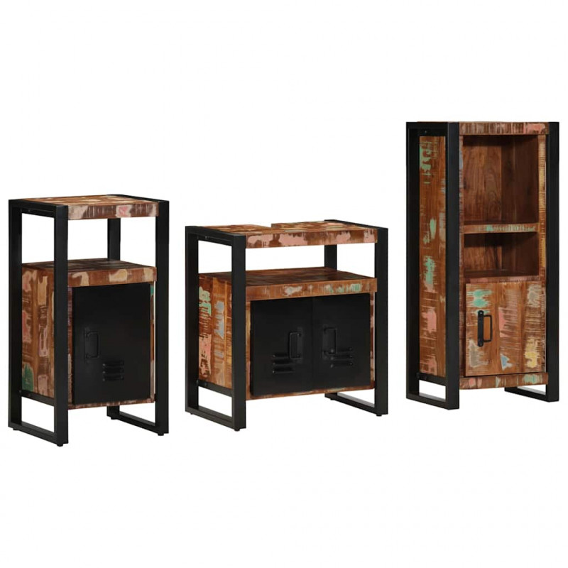 Zestaw mebli łazienkowych 3 pcs Lite Drewno Recyklingowe