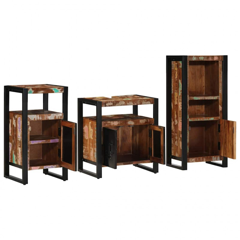 Zestaw mebli łazienkowych 3 pcs Lite Drewno Recyklingowe