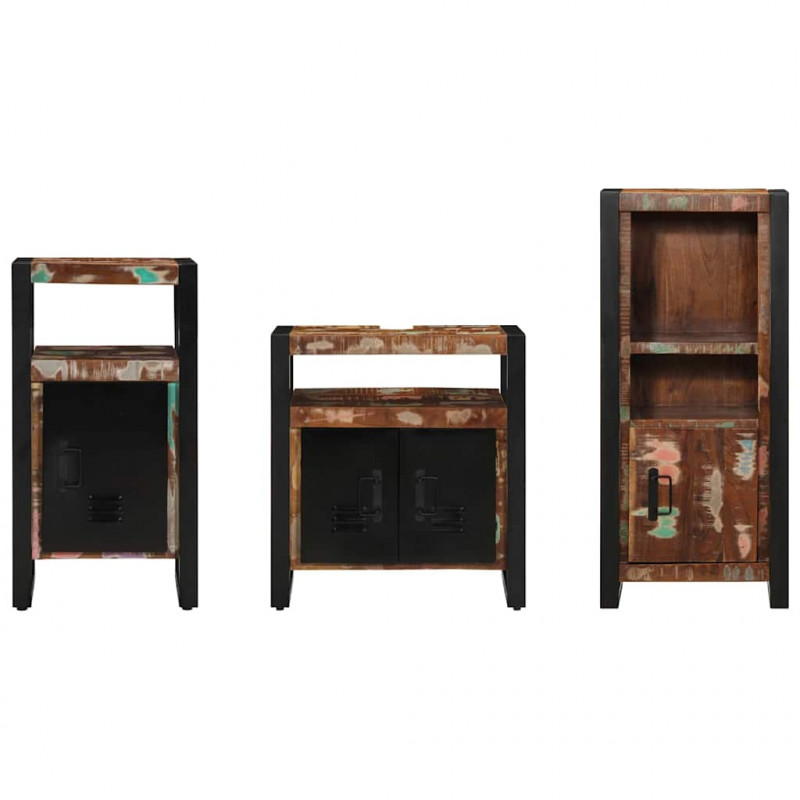 Zestaw mebli łazienkowych 3 pcs Lite Drewno Recyklingowe