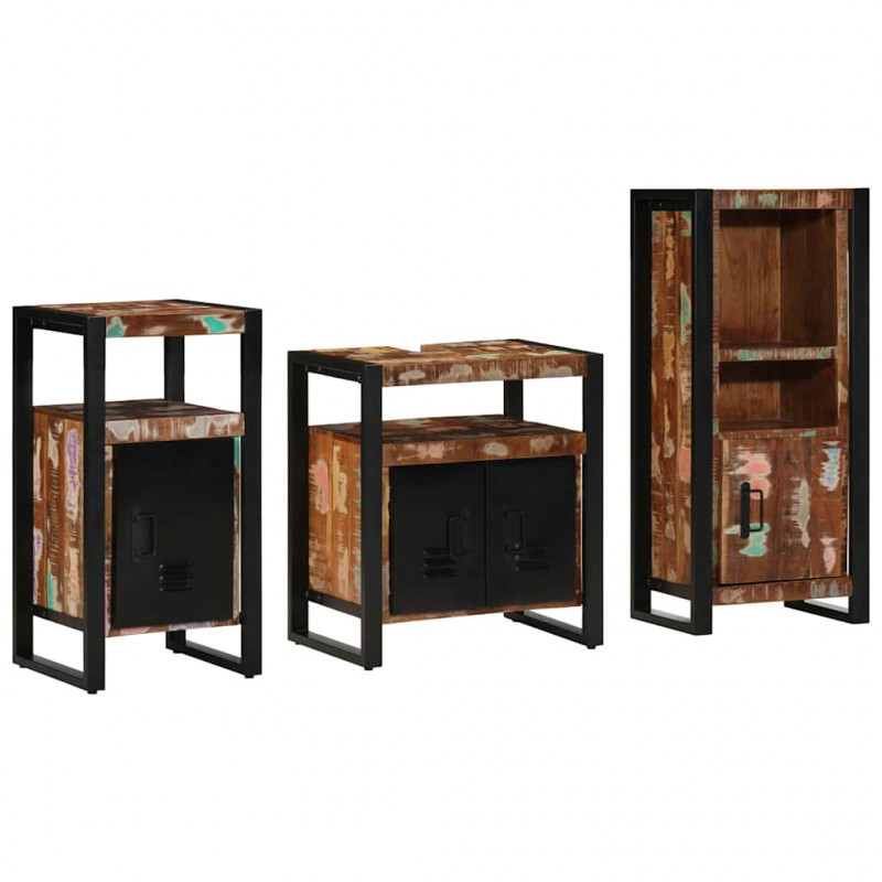 Zestaw mebli łazienkowych 3 pcs Lite Drewno Recyklingowe