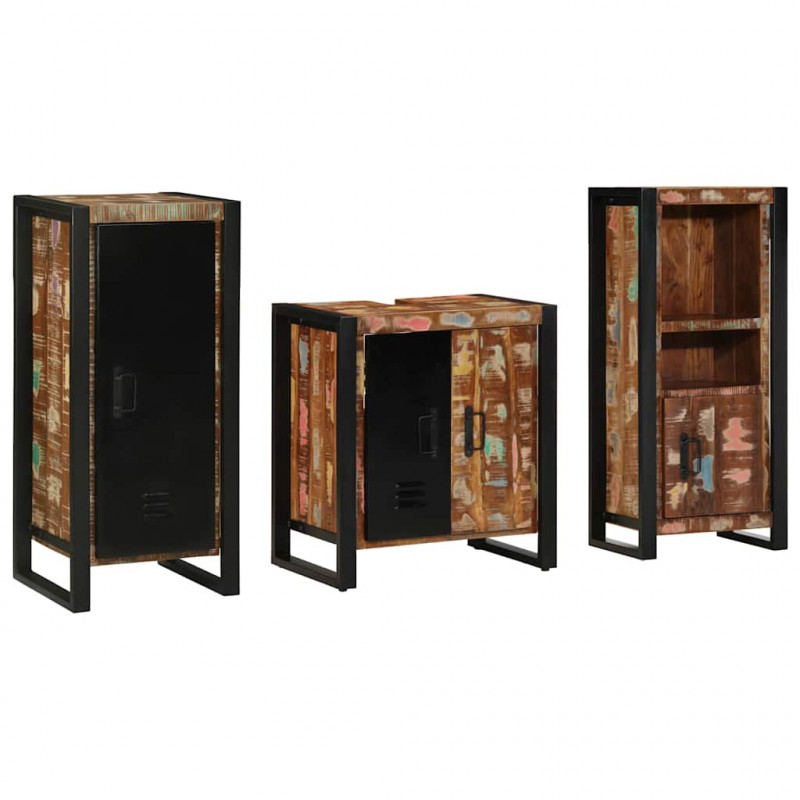 Zestaw mebli łazienkowych 3 pcs Lite Drewno Recyklingowe