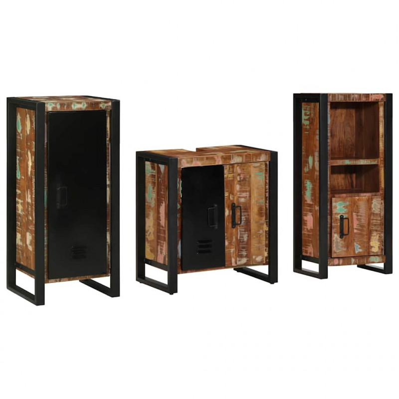Zestaw mebli łazienkowych 3 pcs Lite Drewno Recyklingowe
