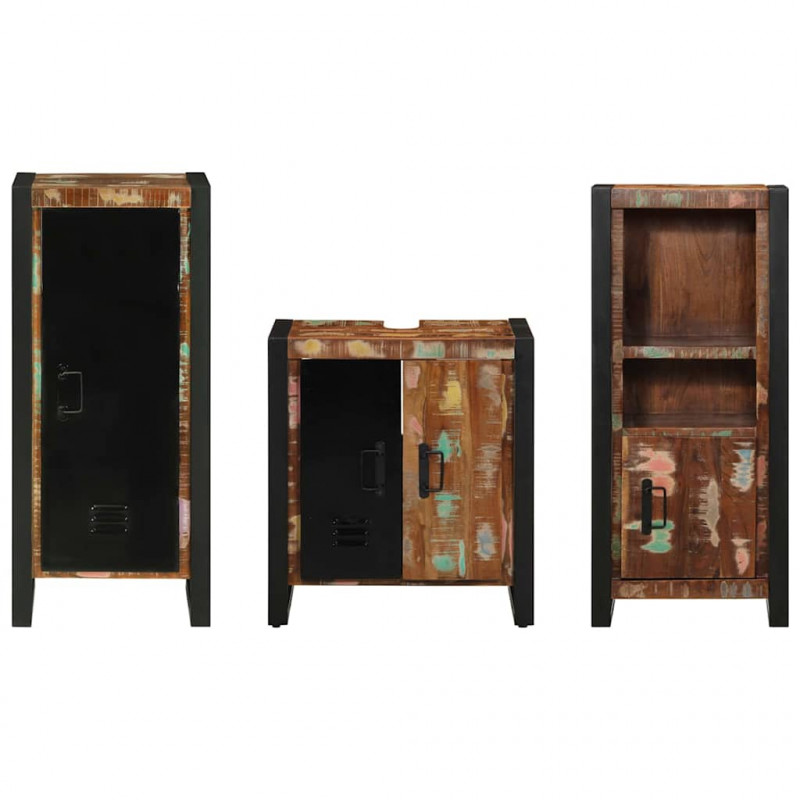 Zestaw mebli łazienkowych 3 pcs Lite Drewno Recyklingowe