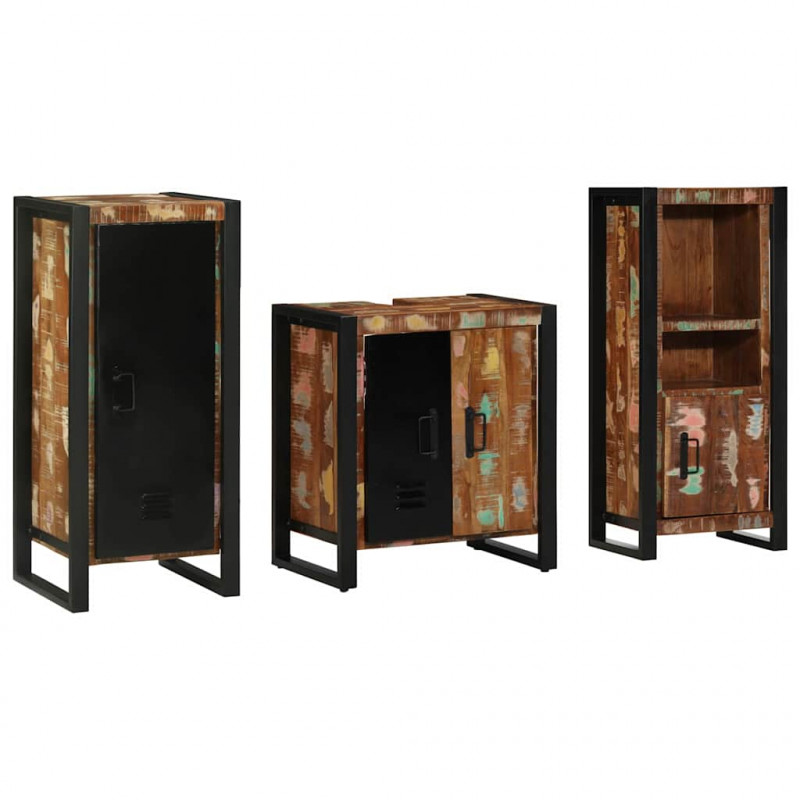 Zestaw mebli łazienkowych 3 pcs Lite Drewno Recyklingowe