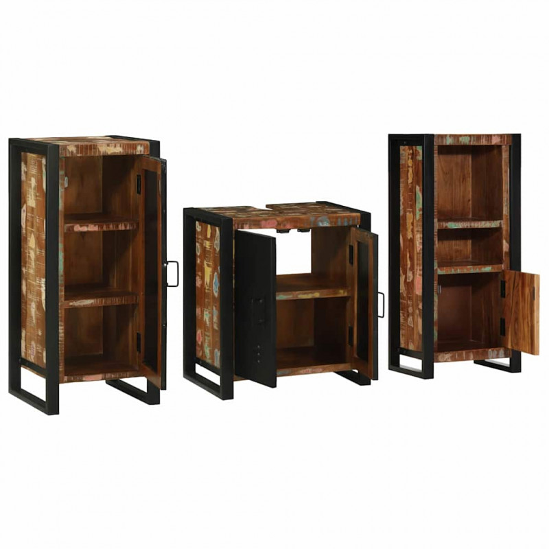 Zestaw mebli łazienkowych 3 pcs Lite Drewno Recyklingowe