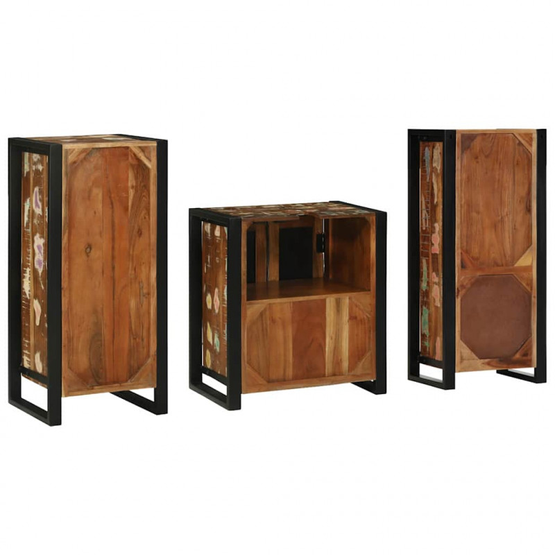 Zestaw mebli łazienkowych 3 pcs Lite Drewno Recyklingowe
