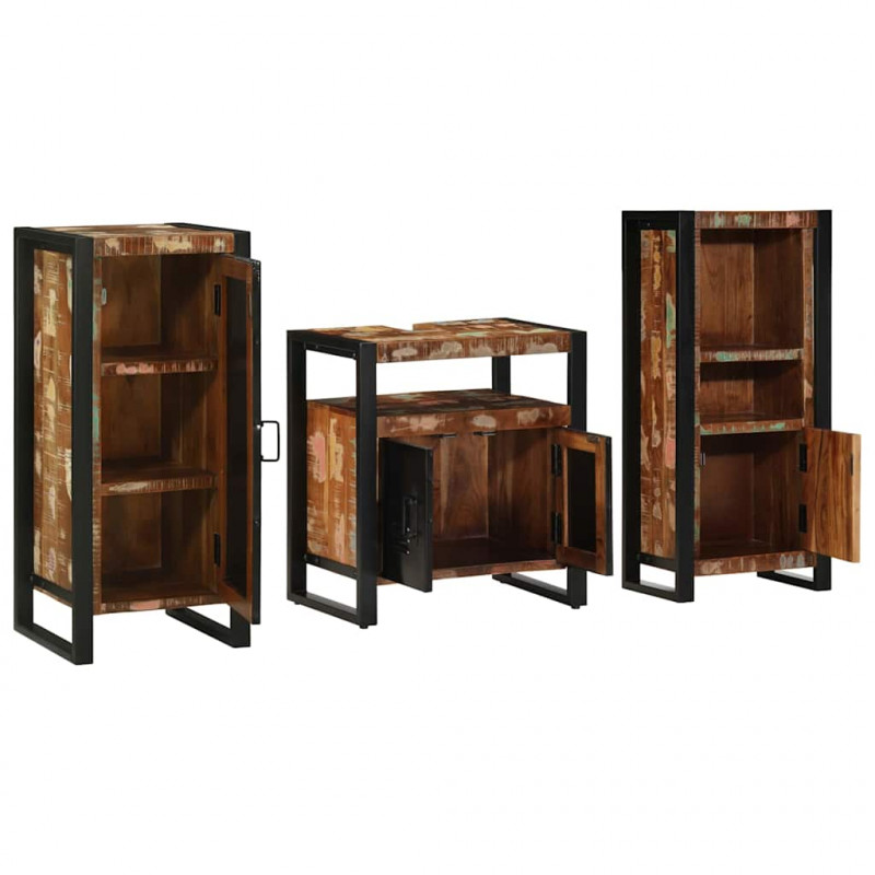 Zestaw mebli łazienkowych 3 pcs Lite Drewno Recyklingowe