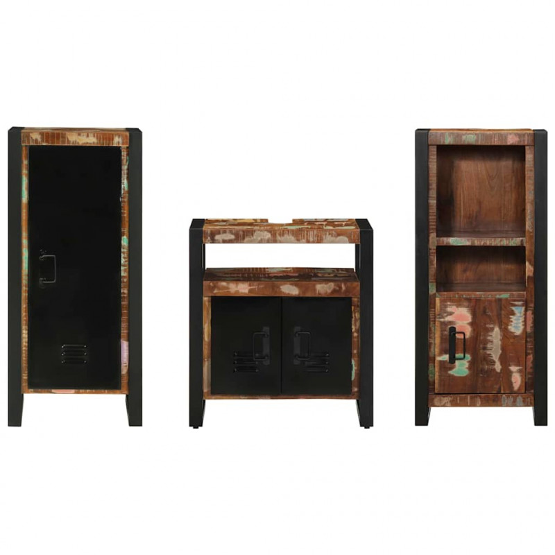 Zestaw mebli łazienkowych 3 pcs Lite Drewno Recyklingowe