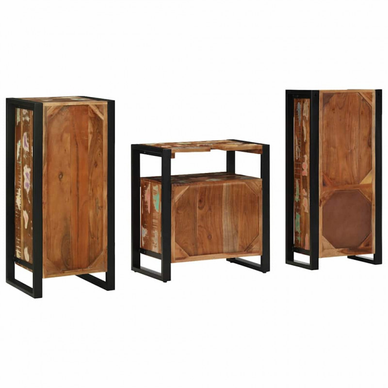 Zestaw mebli łazienkowych 3 pcs Lite Drewno Recyklingowe