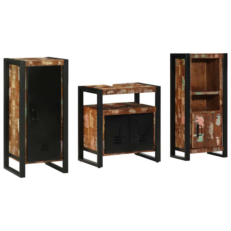 Zestaw mebli łazienkowych 3 pcs Lite Drewno Recyklingowe