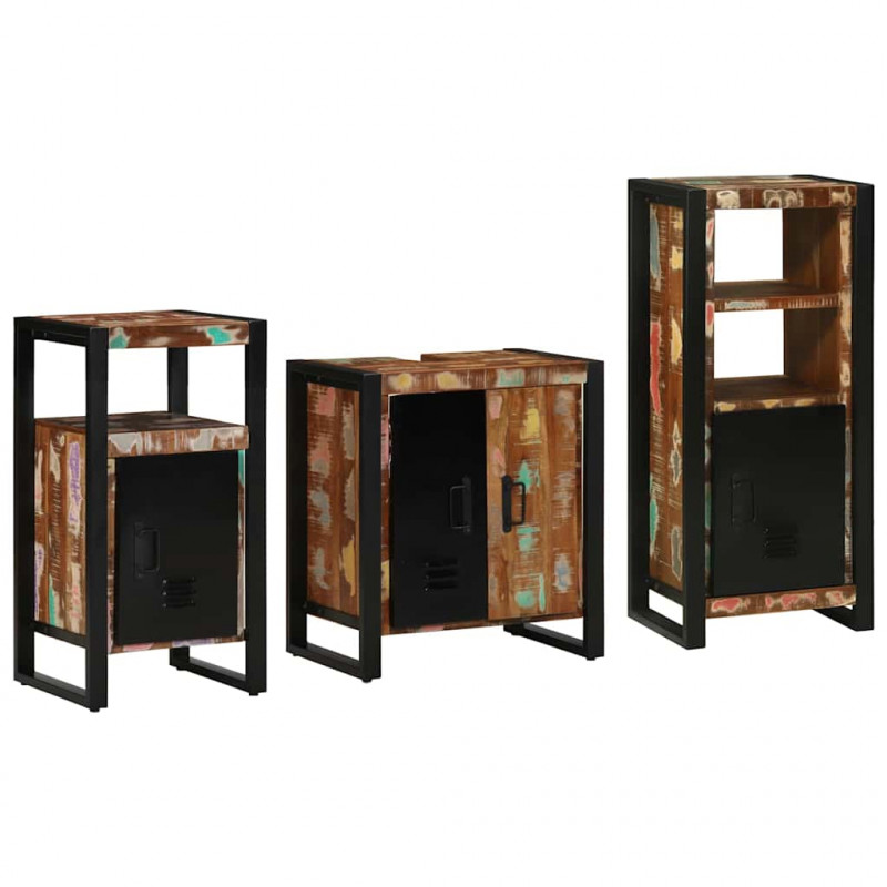 Zestaw mebli łazienkowych 3 pcs Lite Drewno Recyklingowe