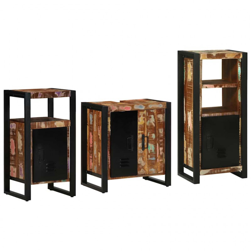 Zestaw mebli łazienkowych 3 pcs Lite Drewno Recyklingowe
