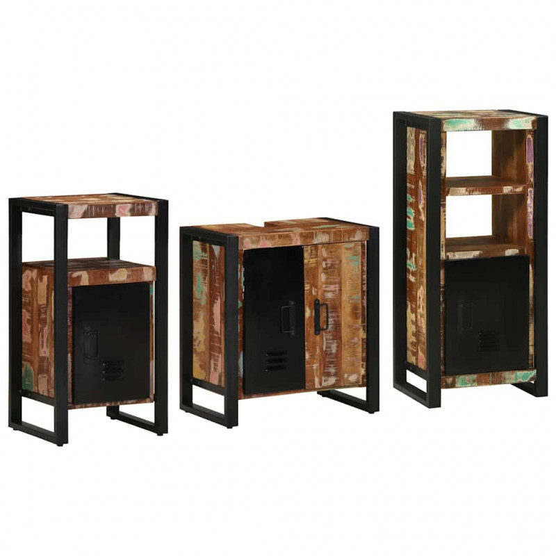 Zestaw mebli łazienkowych 3 pcs Lite Drewno Recyklingowe