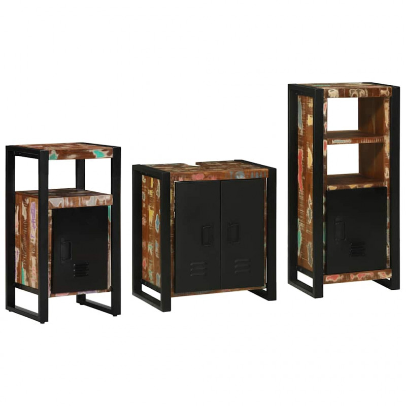 Zestaw mebli łazienkowych 3 pcs Lite Drewno Recyklingowe