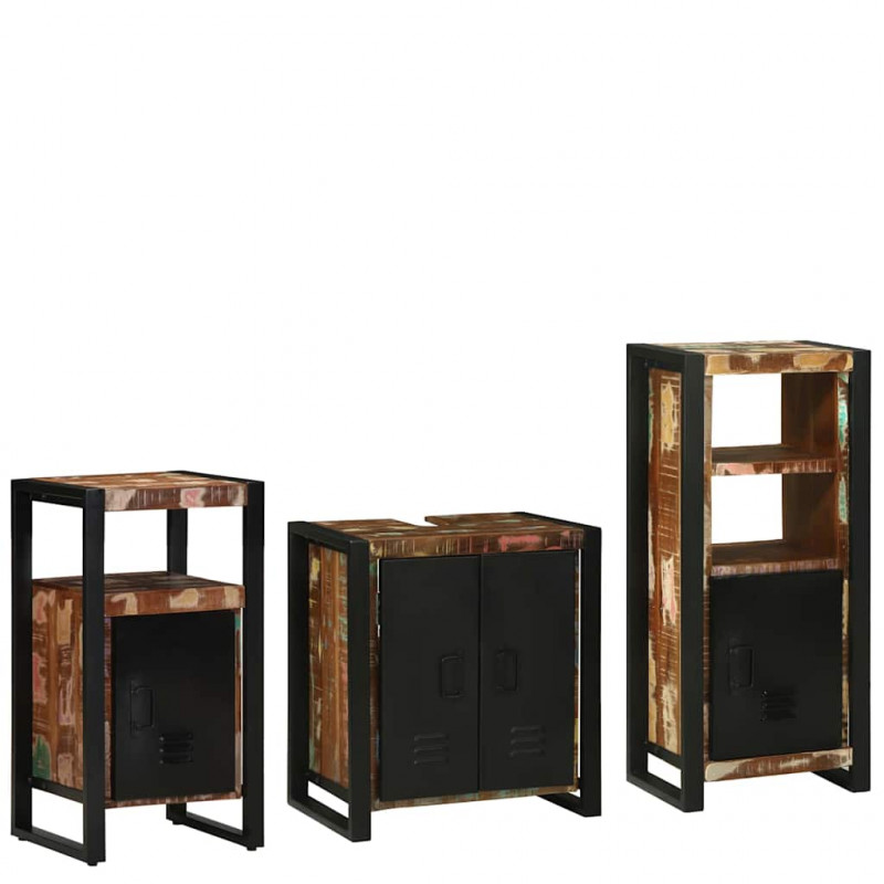 Zestaw mebli łazienkowych 3 pcs Lite Drewno Recyklingowe