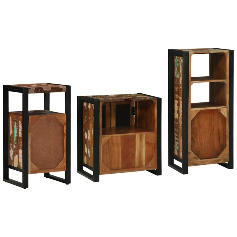 Zestaw mebli łazienkowych 3 pcs Lite Drewno Recyklingowe