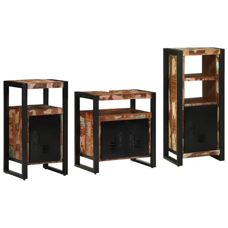 Zestaw mebli łazienkowych 3 pcs Lite Drewno Recyklingowe