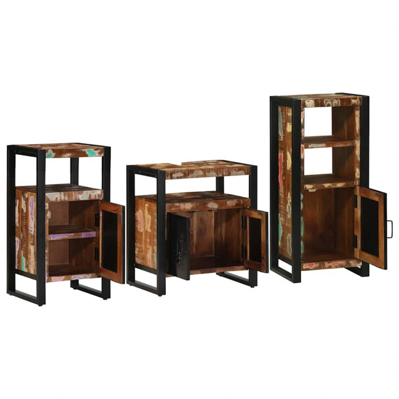 Zestaw mebli łazienkowych 3 pcs Lite Drewno Recyklingowe