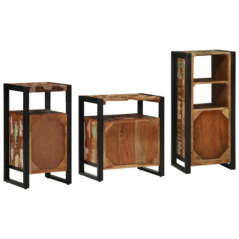Zestaw mebli łazienkowych 3 pcs Lite Drewno Recyklingowe