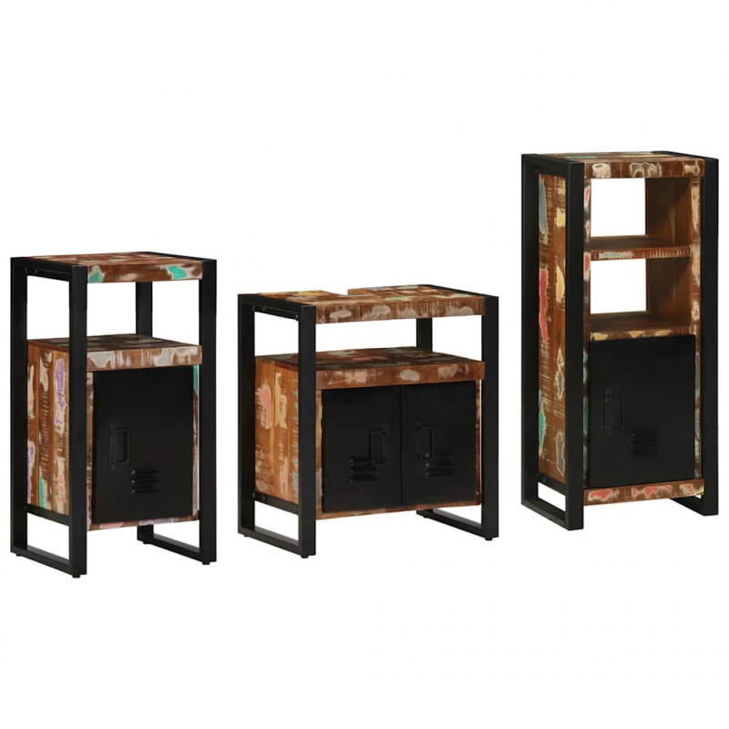 Zestaw mebli łazienkowych 3 pcs Lite Drewno Recyklingowe