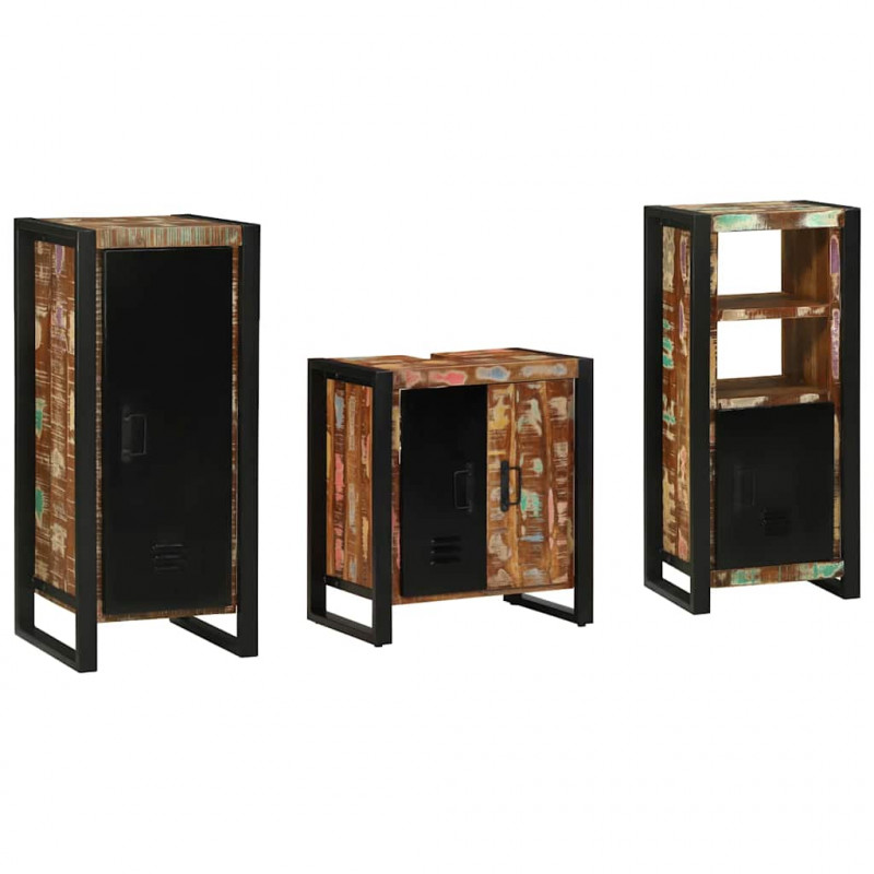 Zestaw mebli łazienkowych 3 pcs Lite Drewno Recyklingowe