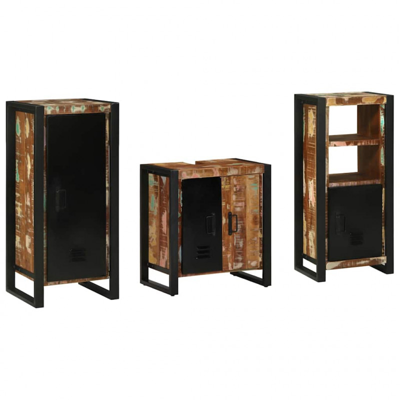 Zestaw mebli łazienkowych 3 pcs Lite Drewno Recyklingowe