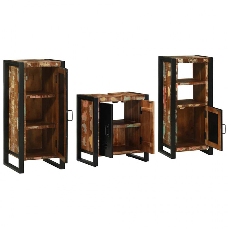 Zestaw mebli łazienkowych 3 pcs Lite Drewno Recyklingowe