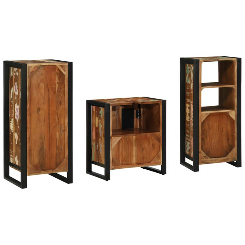 Zestaw mebli łazienkowych 3 pcs Lite Drewno Recyklingowe