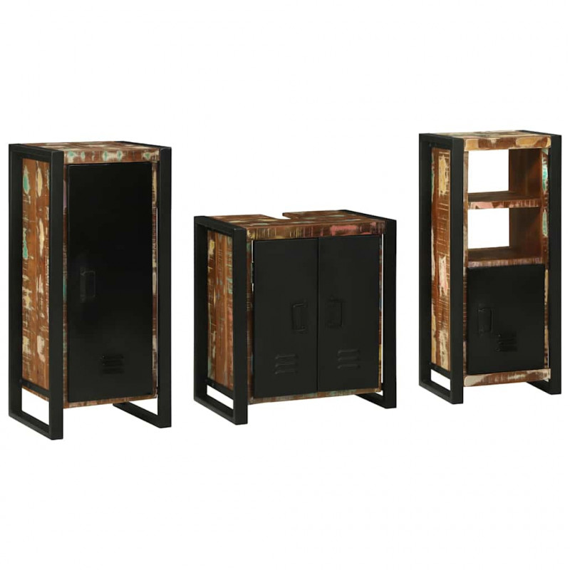 Zestaw mebli łazienkowych 3 pcs Lite Drewno Recyklingowe