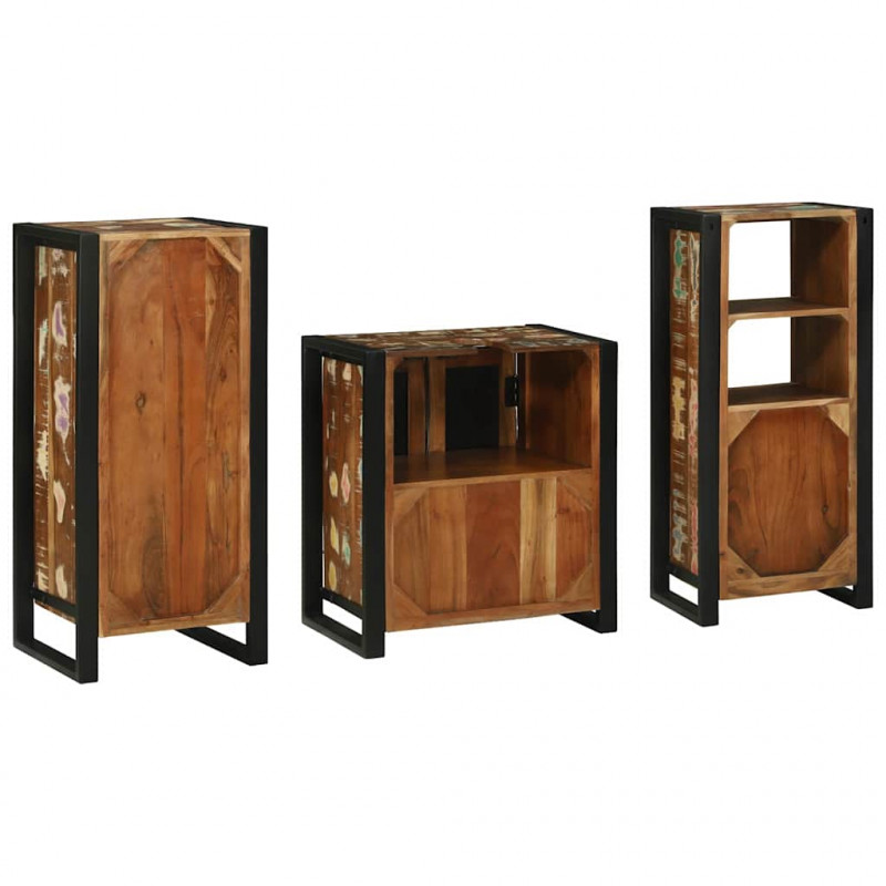 Zestaw mebli łazienkowych 3 pcs Lite Drewno Recyklingowe