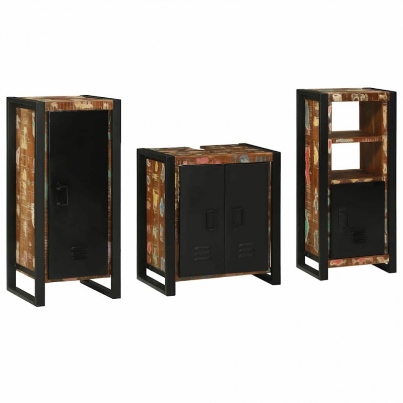 Zestaw mebli łazienkowych 3 pcs Lite Drewno Recyklingowe