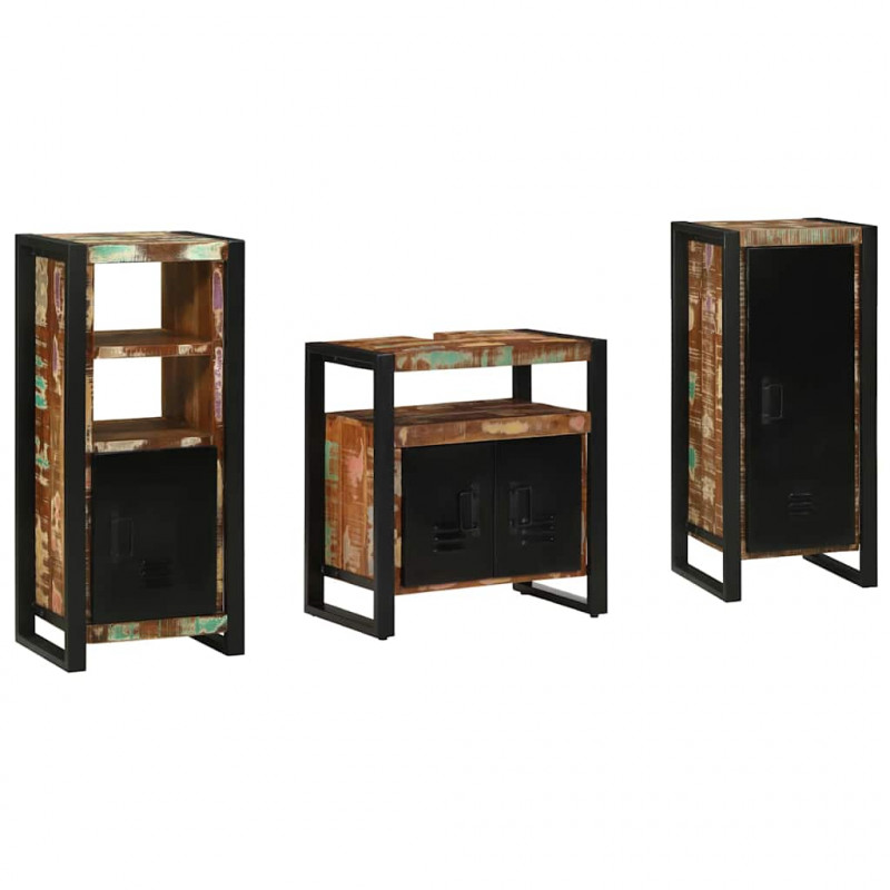 Zestaw mebli łazienkowych 3 pcs Lite Drewno Recyklingowe