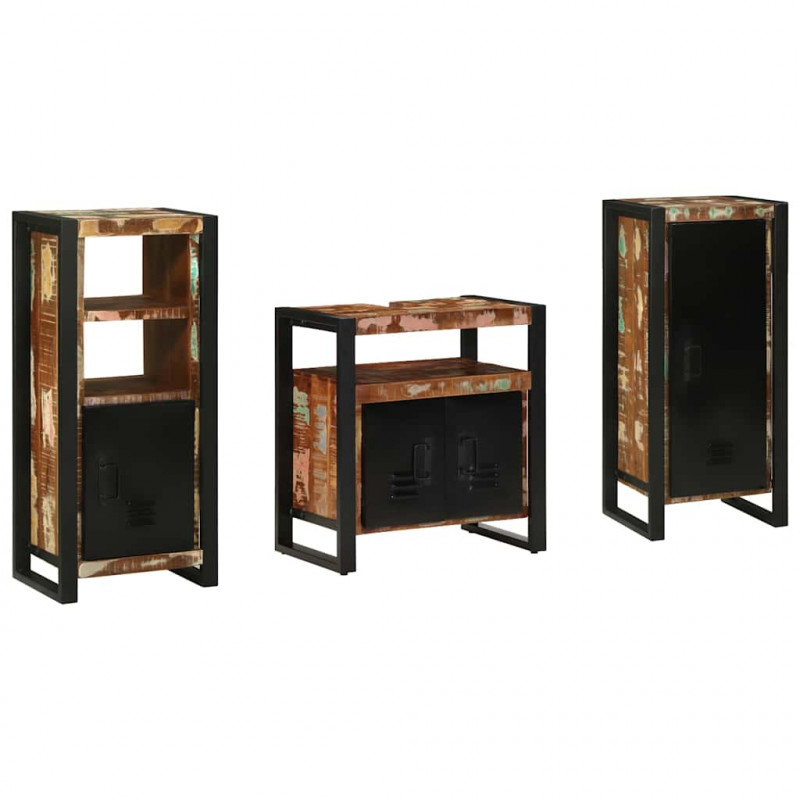 Zestaw mebli łazienkowych 3 pcs Lite Drewno Recyklingowe