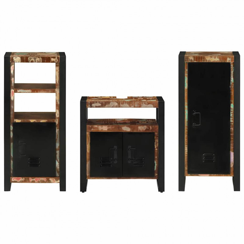 Zestaw mebli łazienkowych 3 pcs Lite Drewno Recyklingowe
