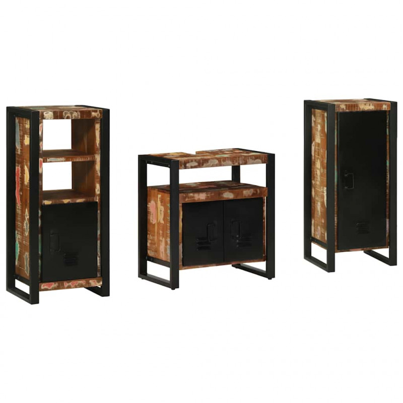 Zestaw mebli łazienkowych 3 pcs Lite Drewno Recyklingowe